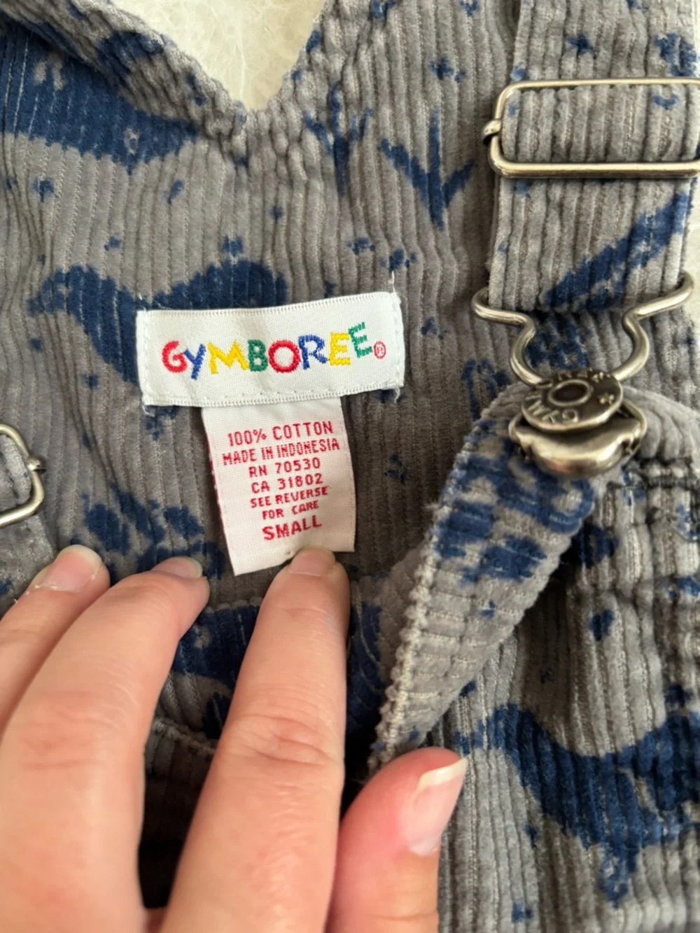 Gymboree Vintage Rainbow Tag Gray Corduroy Overalls with Arctic Animal AOP